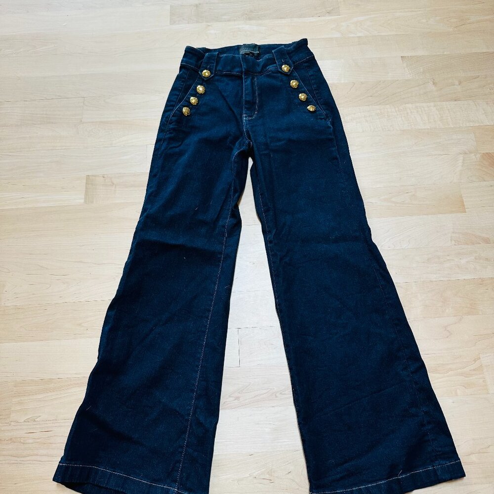 White House, black market Dark Denim High-Waisted jeans with Gold Buttons